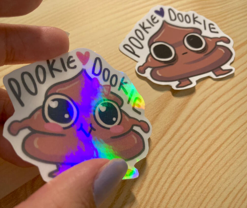 Pookie Dookie Poop Holographic Stickers